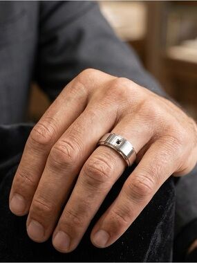 Micheal Hill Tungsten Cobalt With Grey Diamond Ring